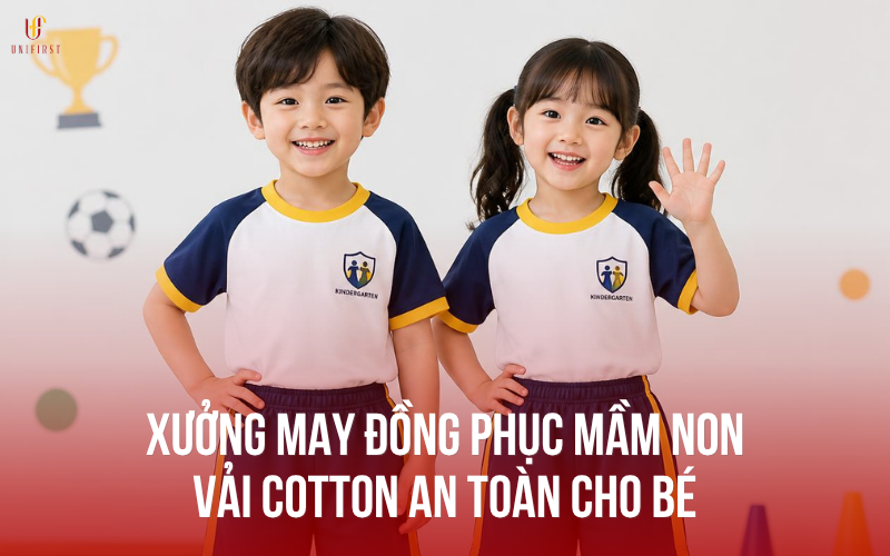 Xưởng may đồng phục mầm non vải cotton an toàn cho bé