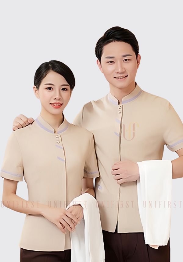 Đồng phục buồng phòng màu xám trắng