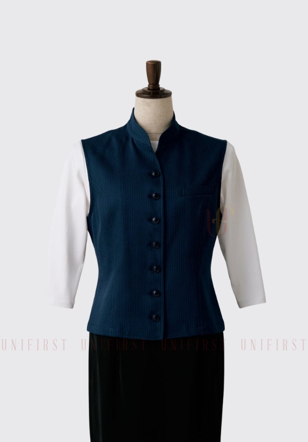 Đồng phục lễ tân màu xanh đen kẻ