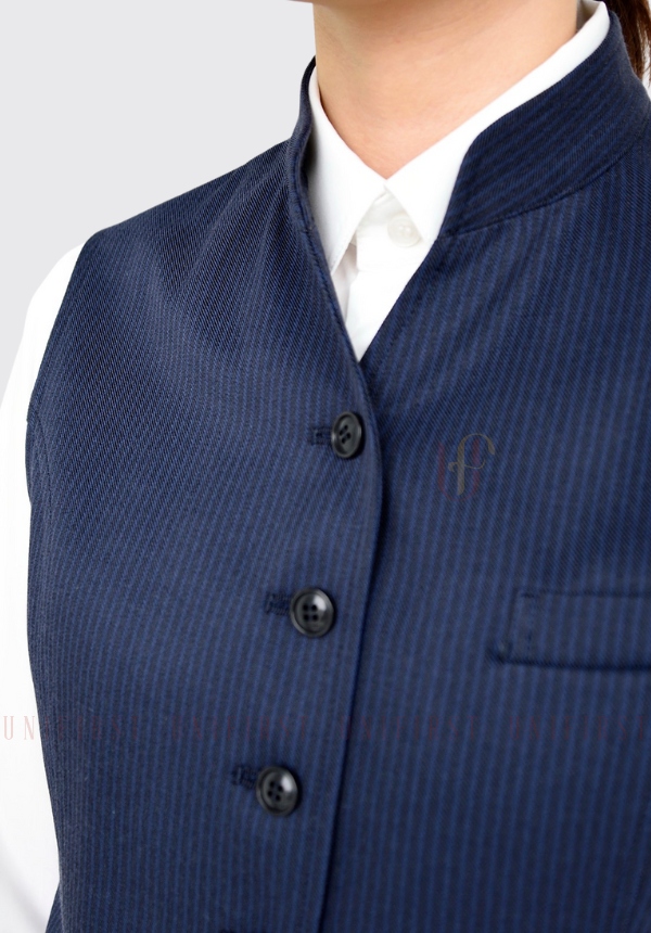 Đồng phục lễ tân màu xanh đen kẻ