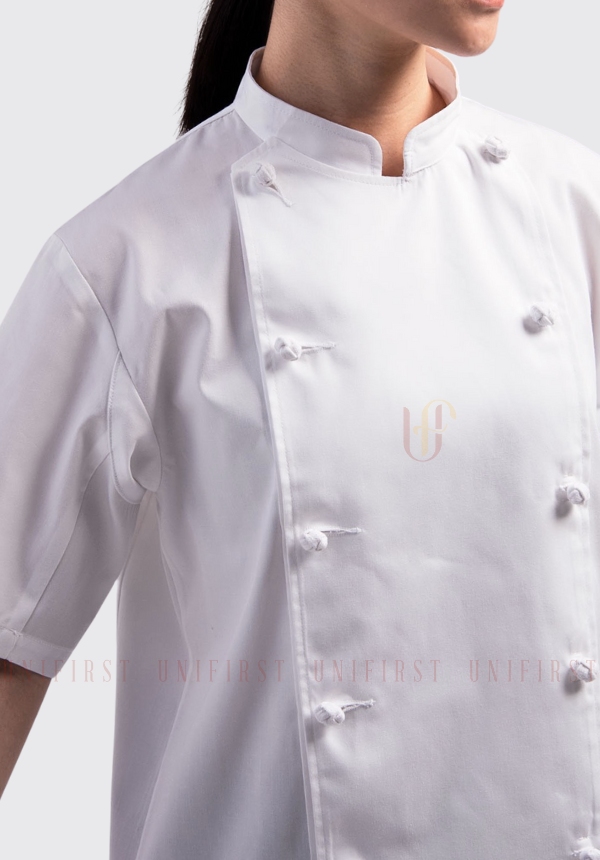 Áo đầu bếp nữ màu trắng tay ngắn