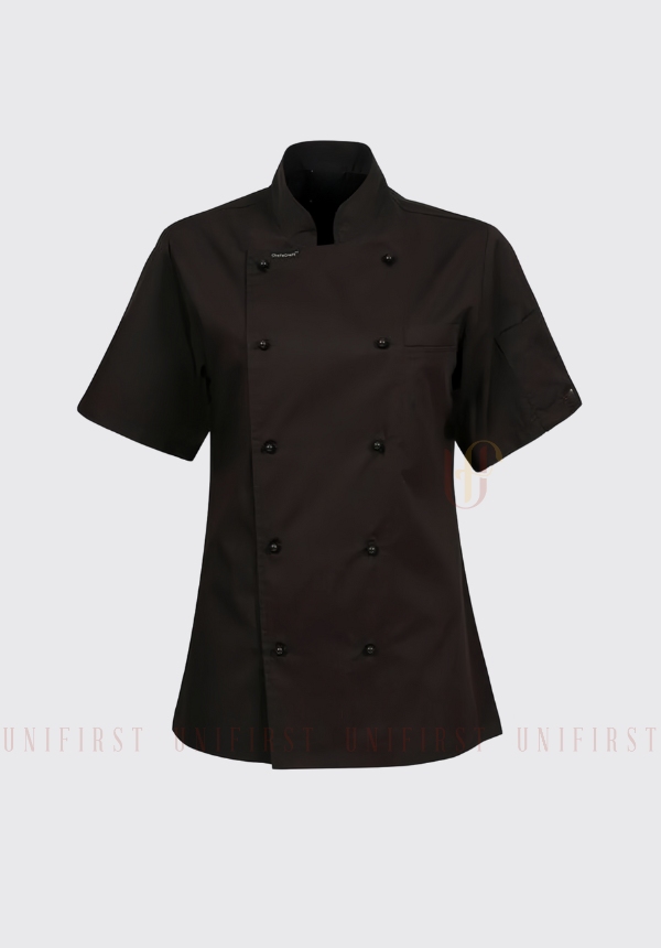 Áo đầu bếp nữ màu đen tay ngắn