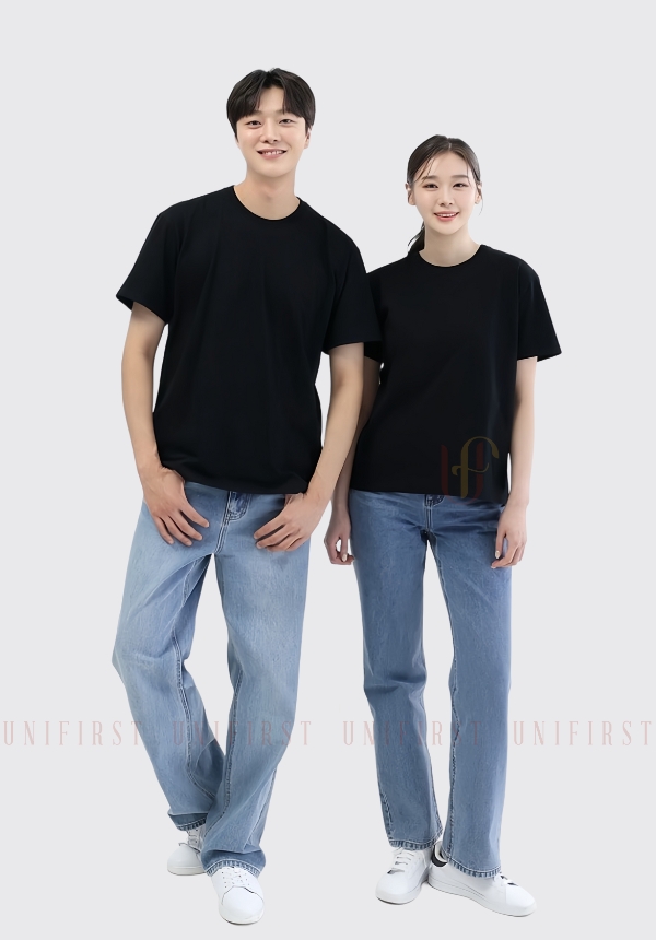 Áo thun cổ tròn màu đen