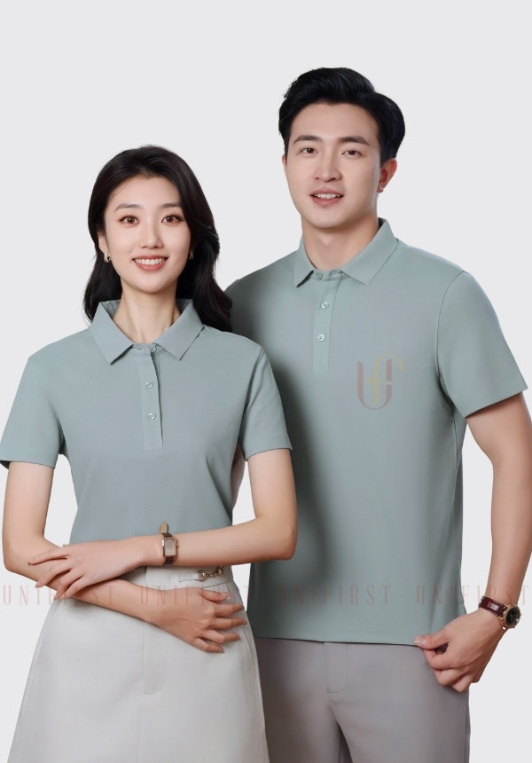 Áo thun Polo không viền màu xanh lục