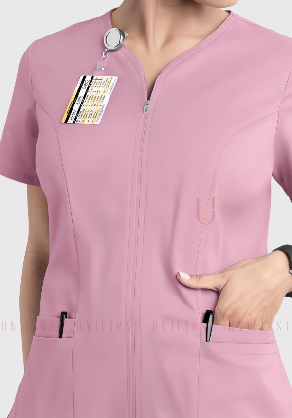 Áo Spa nữ may sẵn màu hồng có khóa