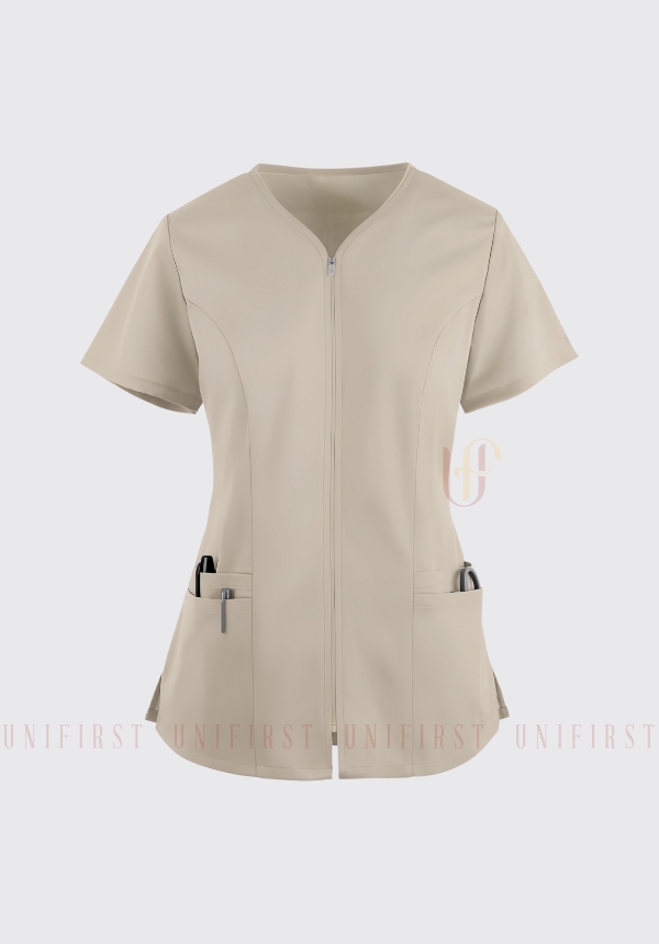 Áo y tá nữ màu be có khóa