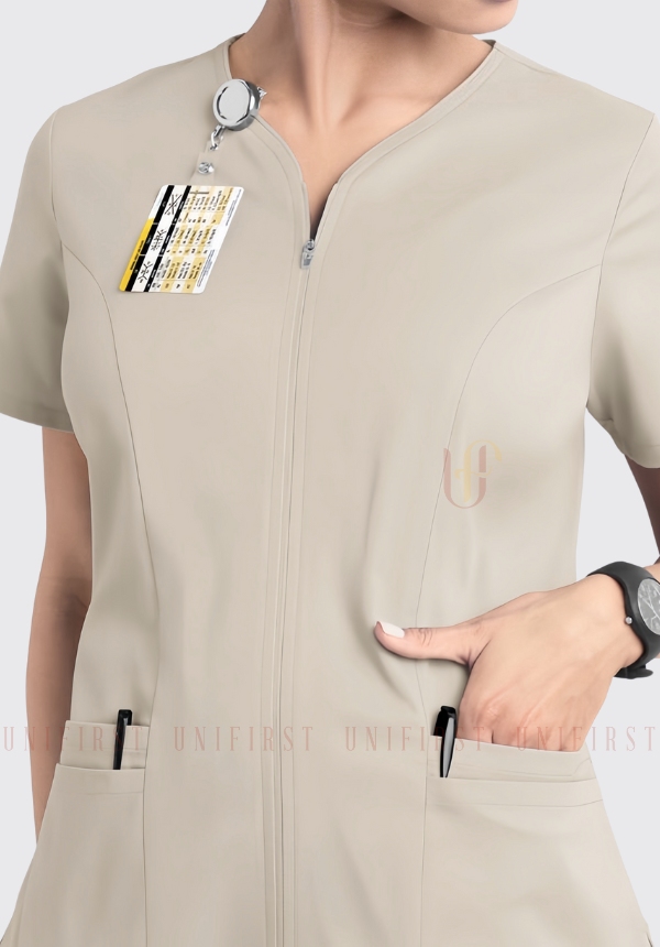 Áo y tá nữ màu be có khóa