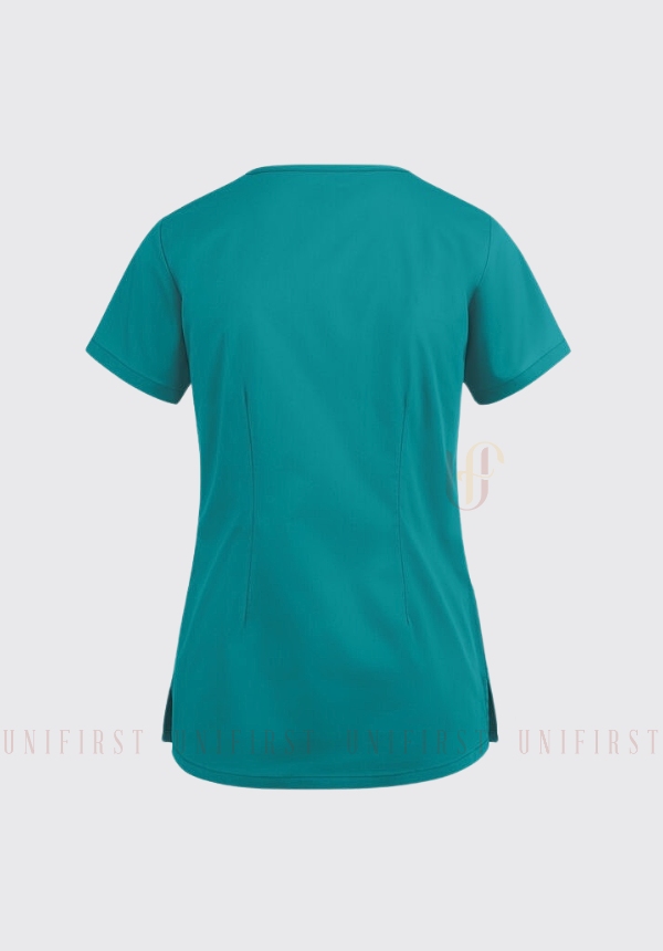 Áo y tá may sẵn màu xanh lam có 2 túi