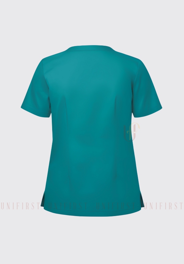 Áo y tá màu xanh lam cổ V