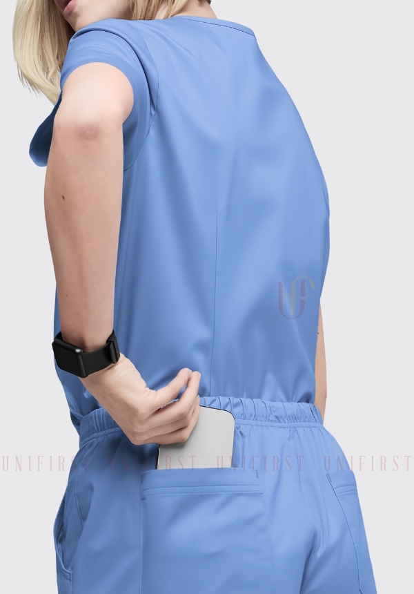 Áo kỹ thuật viên nữ màu xanh da trời không túi