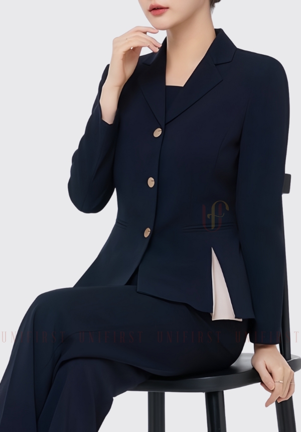 Bộ quần áo Quản lý spa màu xanh đen