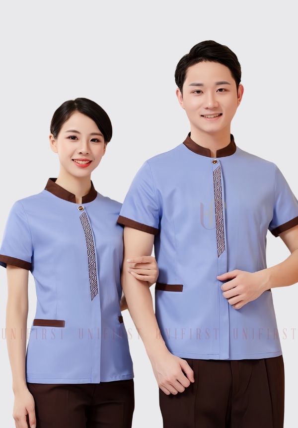 Đồng phục buồng phòng màu xanh da trời