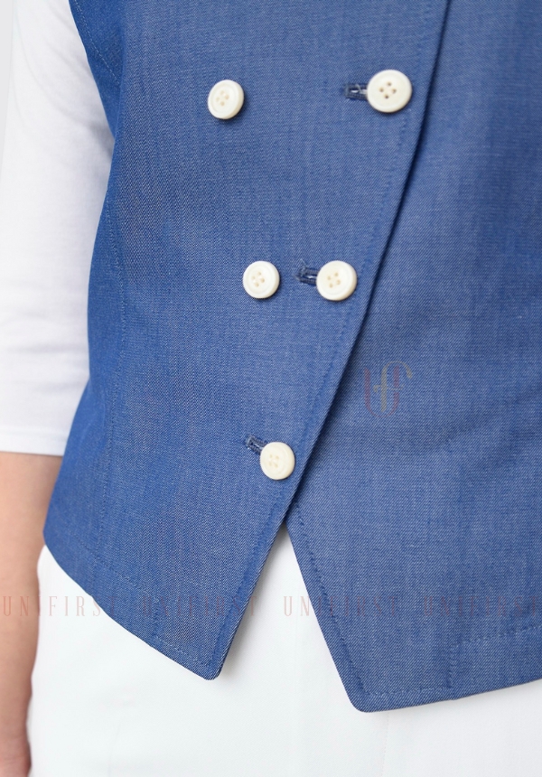 Đồng phục lễ tân màu xanh dương