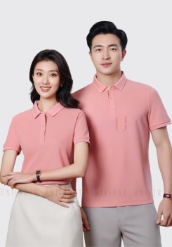 Áo thun Polo viền cổ màu hồng