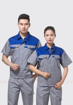 Đồng phục công nhân tay ngắn xám xanh