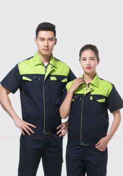 Đồng phục công nhân tay ngắn đen xanh lá
