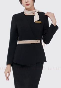 Bộ quần áo Quản lý spa màu đen có đai