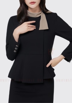 Bộ quần áo Quản lý Spa màu đen không đai